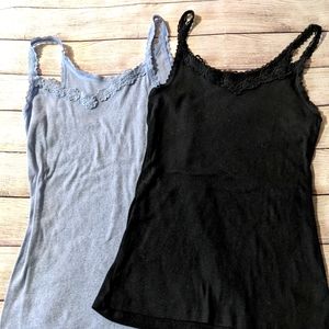 Mossimo Women's Strappy Lace Tanks, Large (Periwinkle & Black)